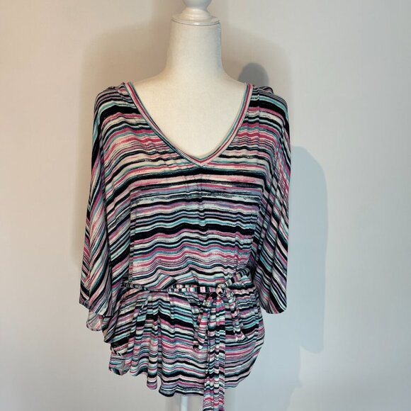 Lane Bryant V-Neck Striped Butterfly Sleeve Shirt size 14/16 - Picture 1 of 6